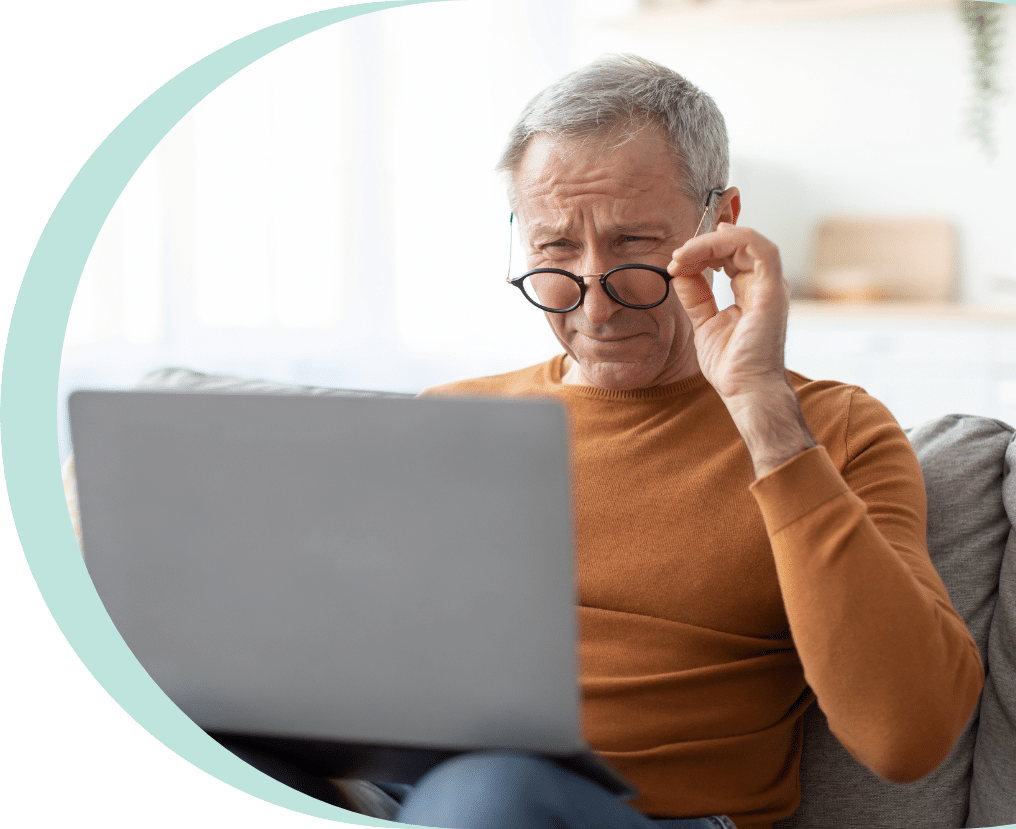 older adult male suffering from age-related vision loss