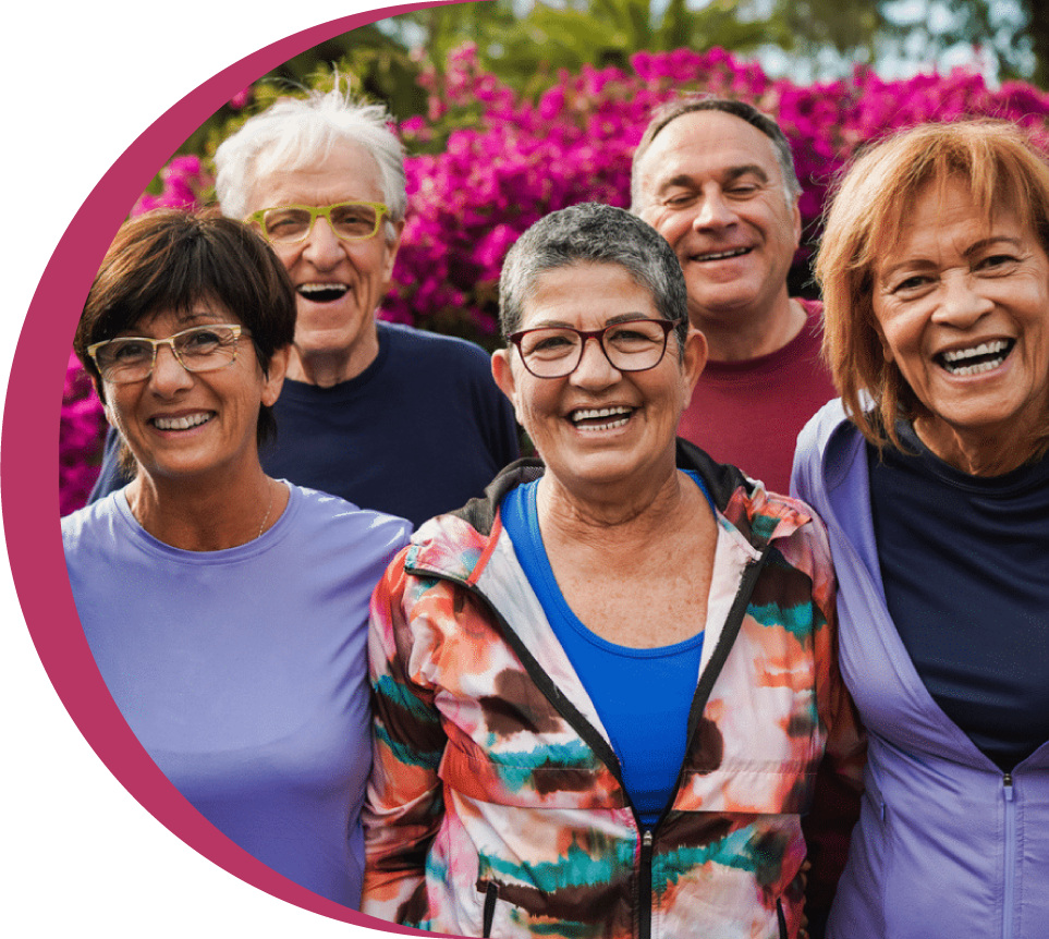 Group of smiling seniors outside