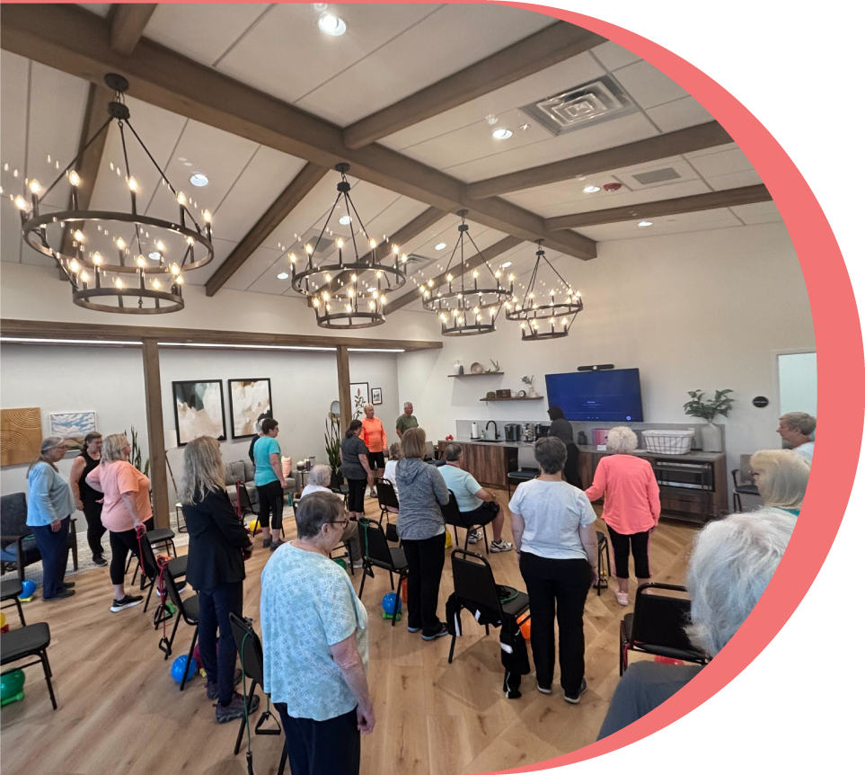 Greater Good Health hosting an exercise class for seniors in our community room